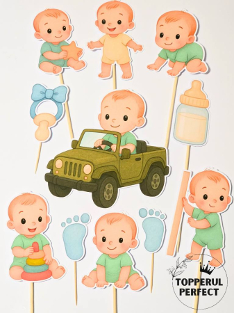 Toppere 1 an baieti - Set Toppere Bebe + Masina