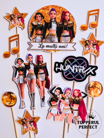 Toppere Torturi - Toppere tort Kpop Demon Hunters auriu – Decor tort tematic Kpop