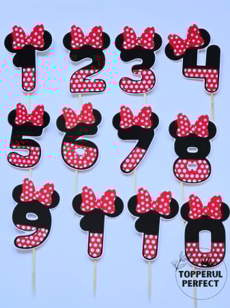 Toppere Torturi - Set Toppere Cifre Minnie Mouse Imprimeu