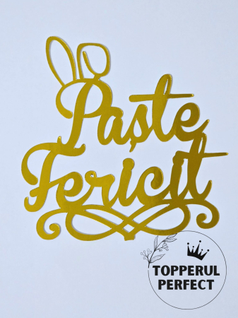 Toppere Torturi - Topper Paste Fericit Auriu /1 Bucată