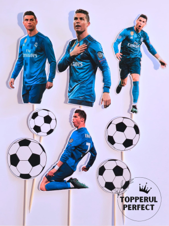 Toppere Sport - Toppere Tort Ronaldo Albastru – Decor Tort Fotbal