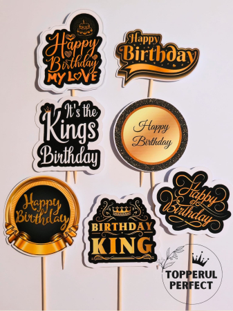 Toppere cu Scris - Toppere Tort Happy Birthday King – Decor Tort KING