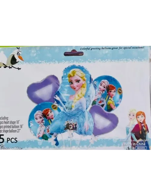 Articole Petrecere - Set 5 Baloane Elsa si Ana Frozen din Folie - Decoratiuni pentru Petreceri Copii si Aniversari Disney