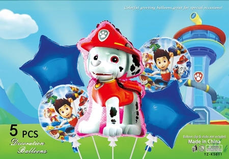 Articole Petrecere - Set 5 Baloane Patrula Catelusilor Paw Patrol din Folie - Decoratiuni pentru Petreceri Copii si Aniversari
