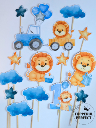 Toppere Animale - Set Toppere Leu + Tractor