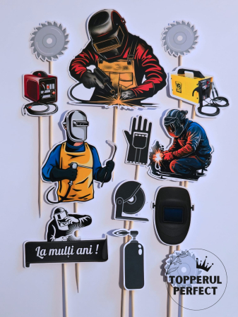 Toppere Meserii - Toppere Tort Sudor Barbati – Decor Tort Aniversar