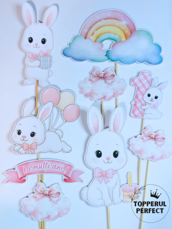 Toppere Animale - Set Toppere Iepuras + Curcubeu