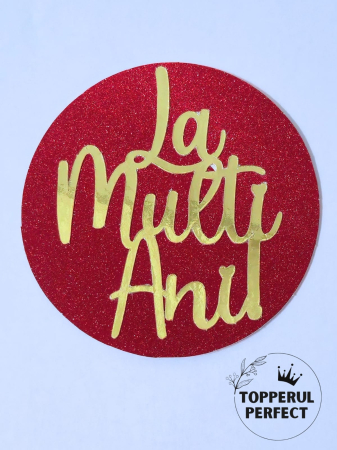 Toppere Torturi - Topper Rotund La Multi Ani - Rosu Inchis