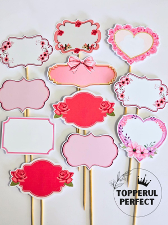 Toppere Etichete - Toppere Etichete Goale Roz | Decoratiuni Tort & Set Toppere Deco
