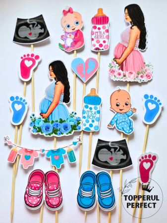 Toppere Torturi - Set Toppere Gravide - Mom boy & girl