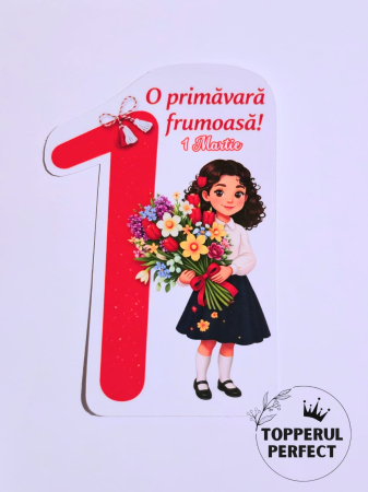 1 Martie - Cartonas Martisor 1 Martie cu Fata / 1 bucată