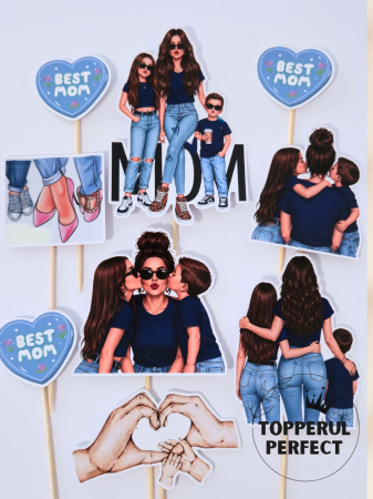 Toppere Femei - Toppere Tort Mama Best Mom | Decoratiuni Tort & Set Toppere