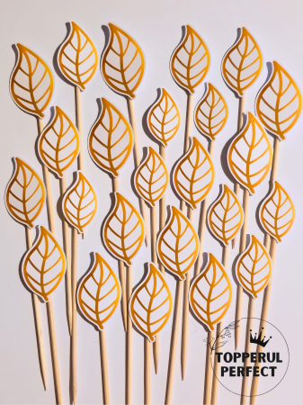 Decoratiuni Toppere - Toppere Tort Frunze Aurii – Decor Tort Elegant