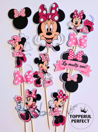 Toppere Minnie & Mickey - Toppere Tort Minnie Mouse Roz – Decor Tort Copii