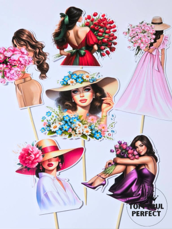 Toppere Femei - Set Toppere Siluete Femei Flori