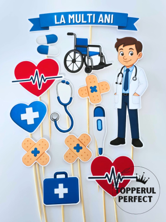Toppere Torturi - Topper Tort Doctor – Set Decoratiuni Tort Tema Medicala
