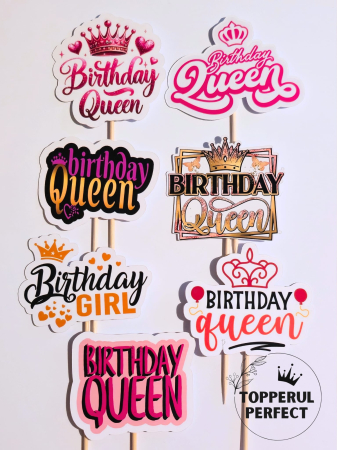 Decoratiuni Toppere - Toppere Tort Happy Birthday Queen – Decor Tort QUEEN