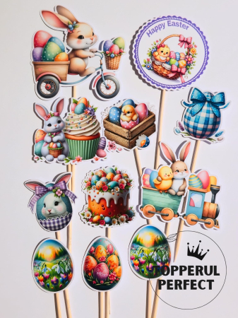 Toppere Tort de PASTE - Toppere Tort Paste Colorat – Decor Tort Paste De Primavara