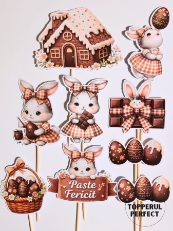 Toppere Tort de PASTE - Toppere Tort Paste Iepuras Cu Ciocolata – Decor Tort Paste Primavara