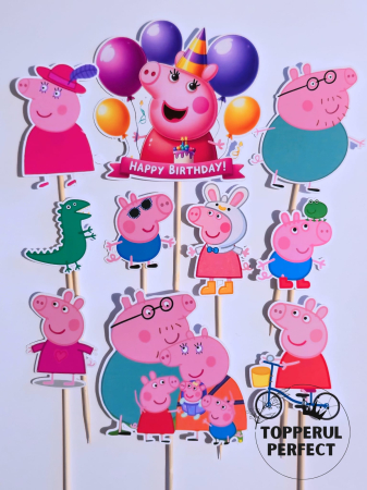 Toppere Torturi - Toppere Tort Peppa Pig Si Familia – Decor Tort Copii