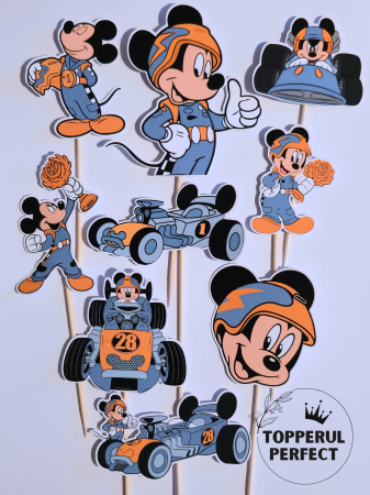 Toppere Torturi - Toppere Tort Mickey Mouse Formula 1 – Decor Tort Copii