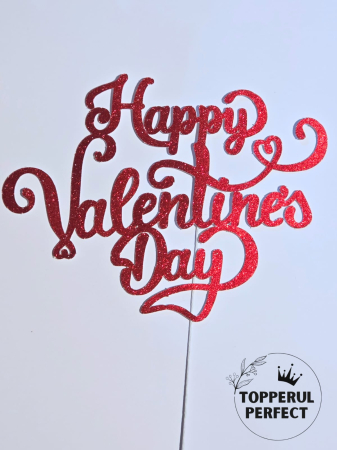 Valentines Day - Topper Valentine’s Day Rosu Glitter /1 Bucată