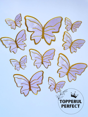 Fluturi - Set Fluturi Mov cu Auriu