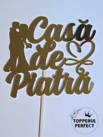 Happy Birthday - Topper Casa De Piatra Auriu /1 Bucată
