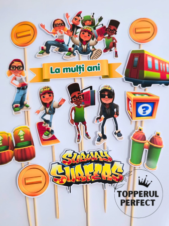 Toppere Gaming - Toppere Tort Subway Surfers – Set Decoratiuni Personaje Joc