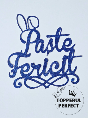 Toppere Torturi - Topper Paste Fericit Gliter Albastru /1 Bucată