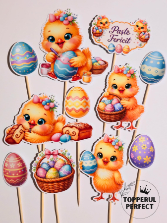 Toppere Tort de PASTE - Toppere Tort Pui De Gaina De Paste – Decor Tort Paste Tematic