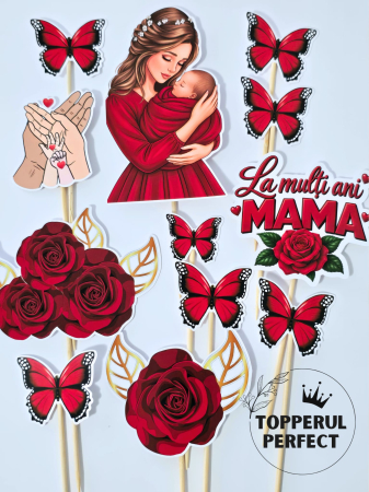 Decoratiuni Toppere - Toppere Tort Mama La Multi Ani - Decor Tort pentru Mama