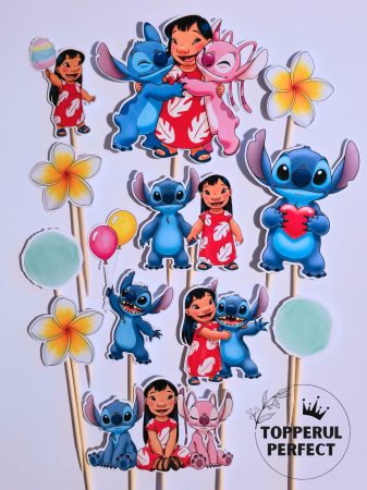 Toppere Torturi - Toppere Stitch Lillo si Angela – Decor tort aniversar copii