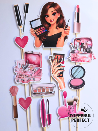 Toppere Torturi - Toppere machiaj fete – Decor tort aniversar feminin