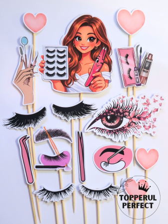 Toppere Torturi - Toppere lash artist stilist de gene – Decor tort beauty aniversar