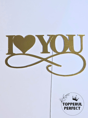 Valentines Day - Topper I Love You Auriu /1 Bucată