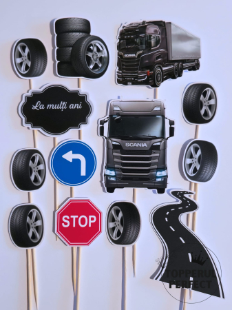 Toppere Meserii - Toppere Tort Tir Camioane Barbati – Decor Tort Aniversar