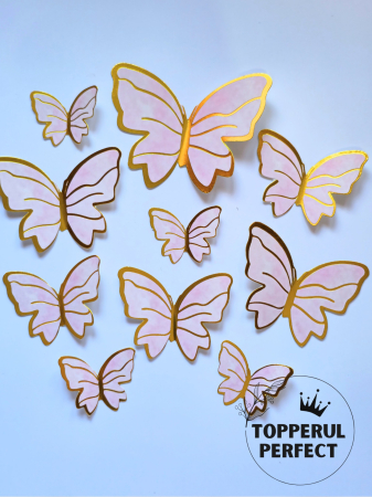 Fluturi - Set Fluturi Roz cu Auriu