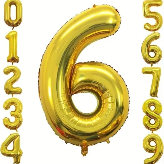 Articole Petrecere - Balon Cifra 6 Auriu din Folie - Balon pentru Petreceri si Aniversari