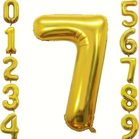 Baloane Cifre - Balon Cifra 7 Auriu din Folie - Balon pentru Petreceri si Aniversari