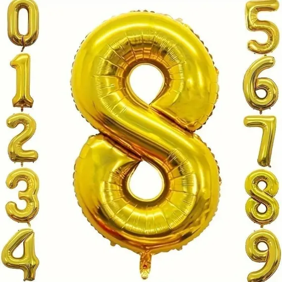 Baloane Cifre - Balon Cifra 8 Auriu din Folie, 68 x 53 cm - Balon pentru Petreceri si Aniversari