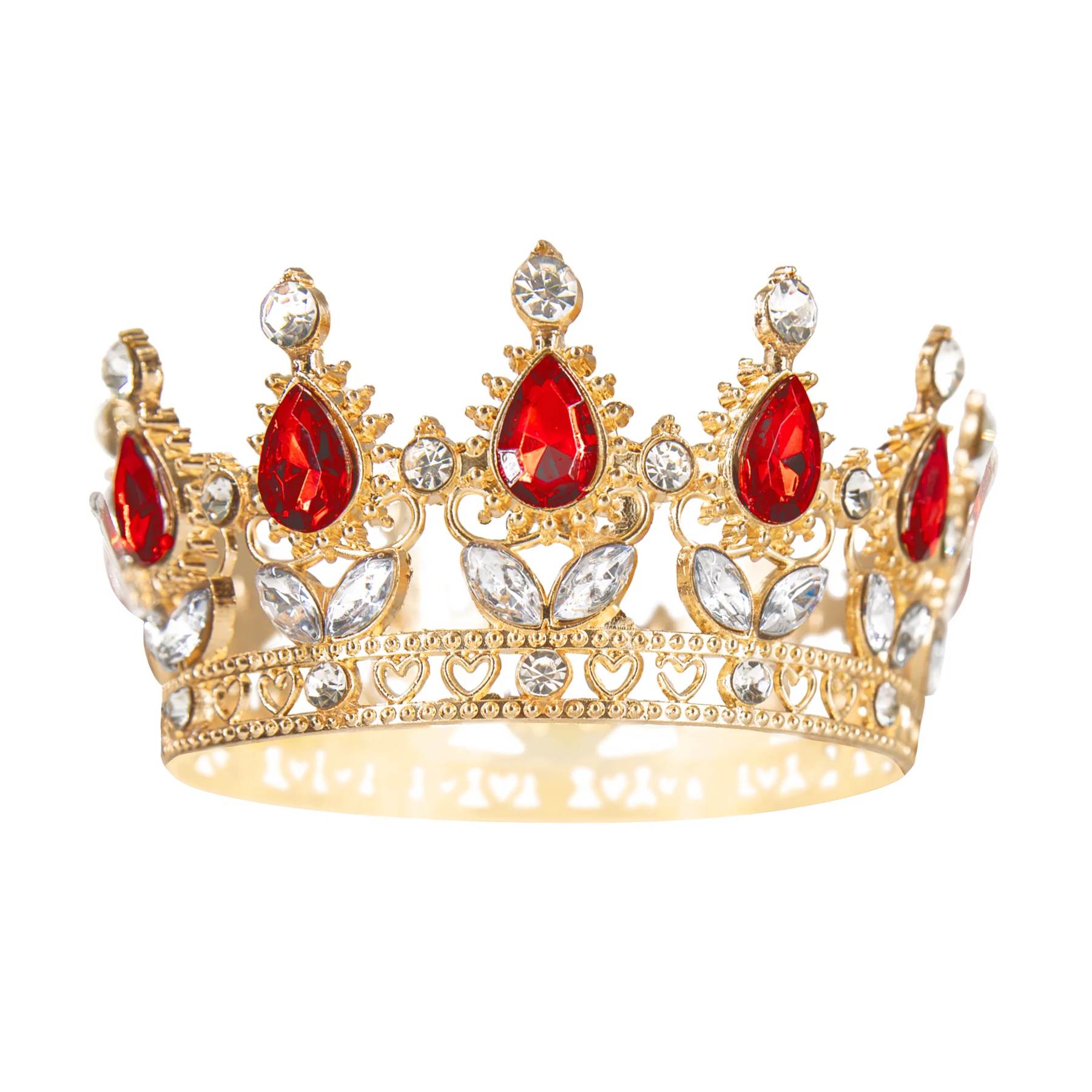 CORONITE - Coronita Tort Aurie cu Cristale Rosii 10 cm - Decor Tort