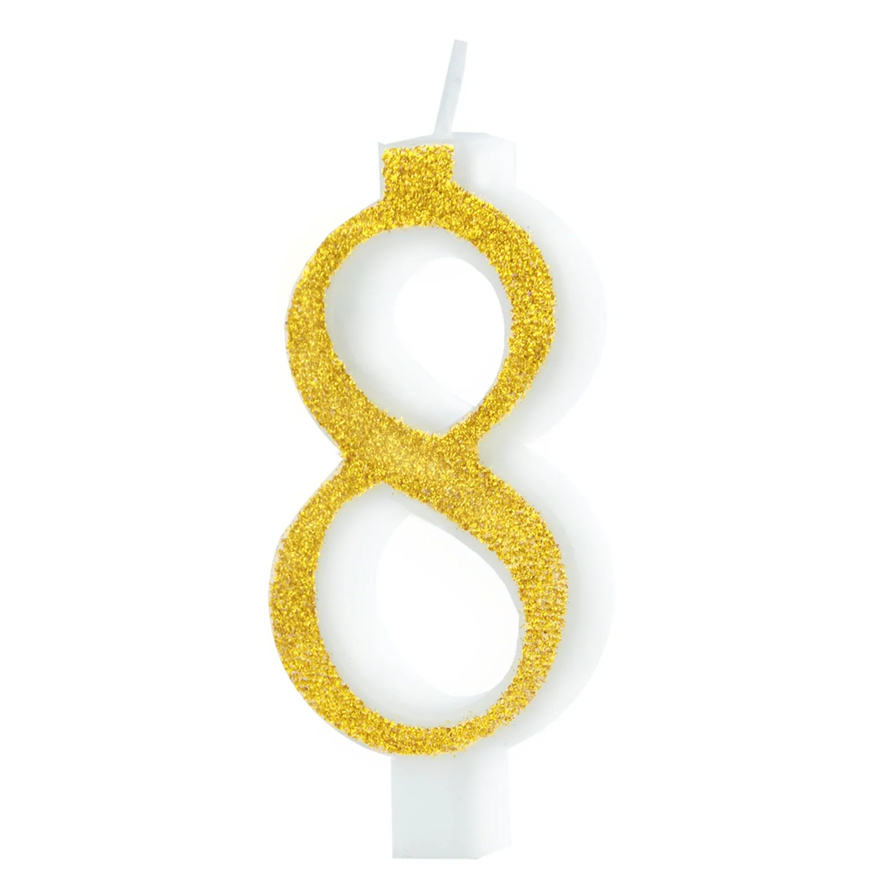 Lumanare Tort Cifra 8 Auriu Glitter - Decor Tort Aniversar [3]