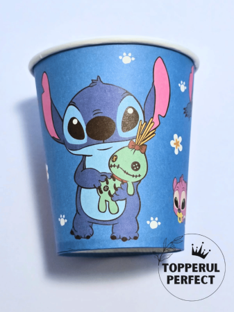 Pahare Petrecere cu Tematica - Set 10 Pahare Petrecere Stitch si Angel - Pahare de Unica Folosinta pentru Aniversari Copii si Petreceri Disney