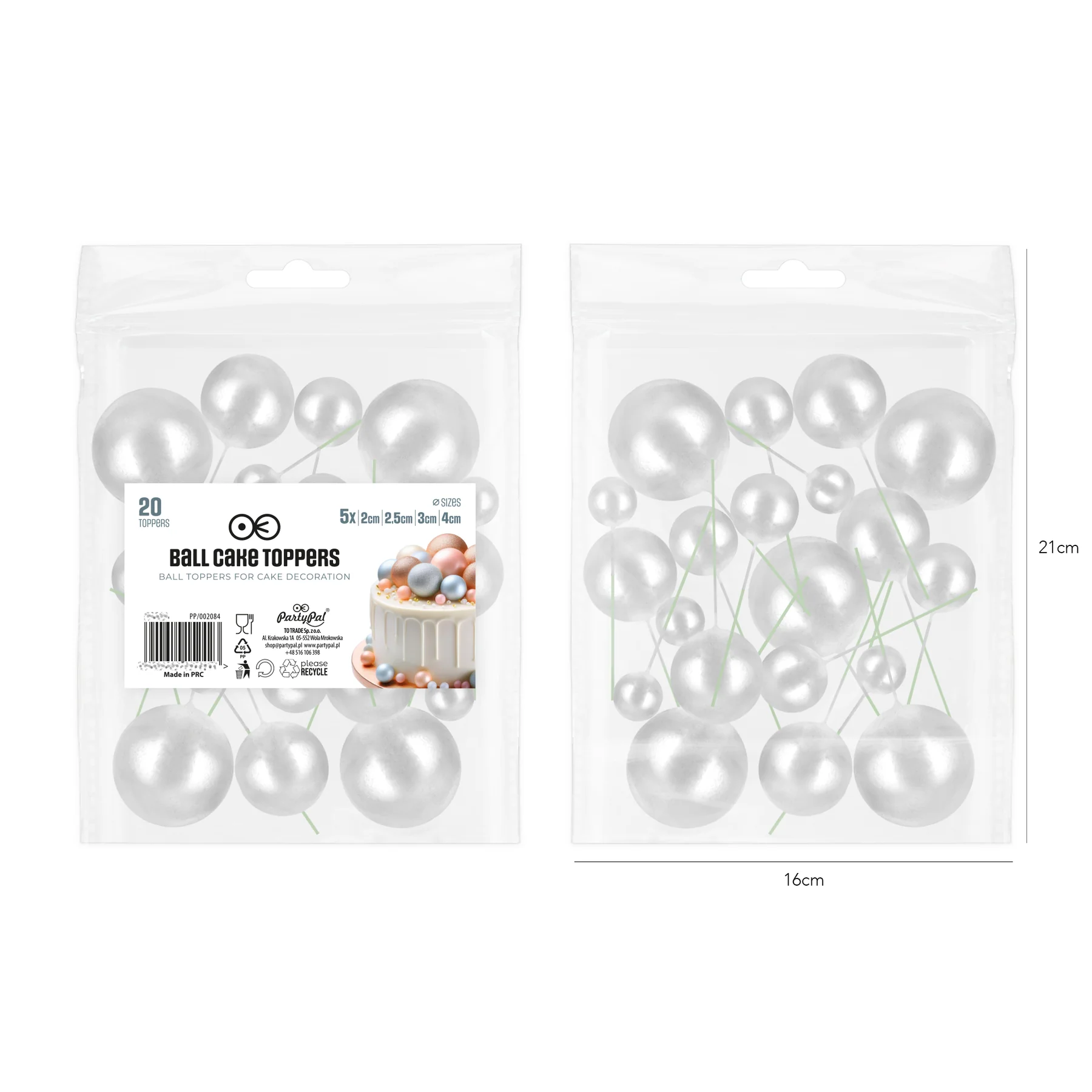 Sfere Tort - Set 20 Sfere Tort pentru Decor ARGINTIU din Plastic | Sfere Decorative Premium pentru Tort