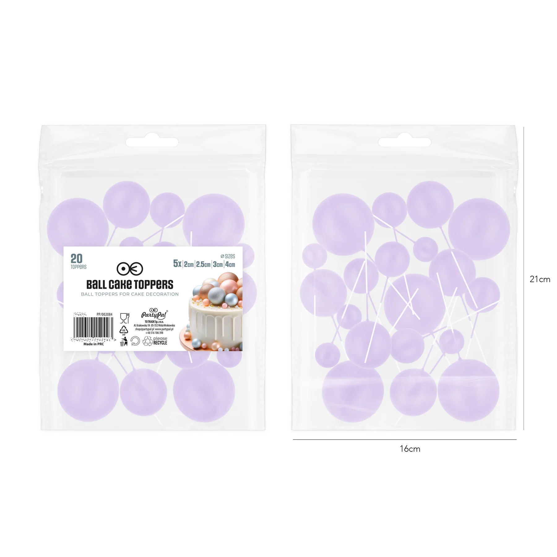Sfere Tort - Set 20 Sfere Tort pentru Decor MOV DESCHIS din Plastic | Sfere Decorative Premium pentru Tort