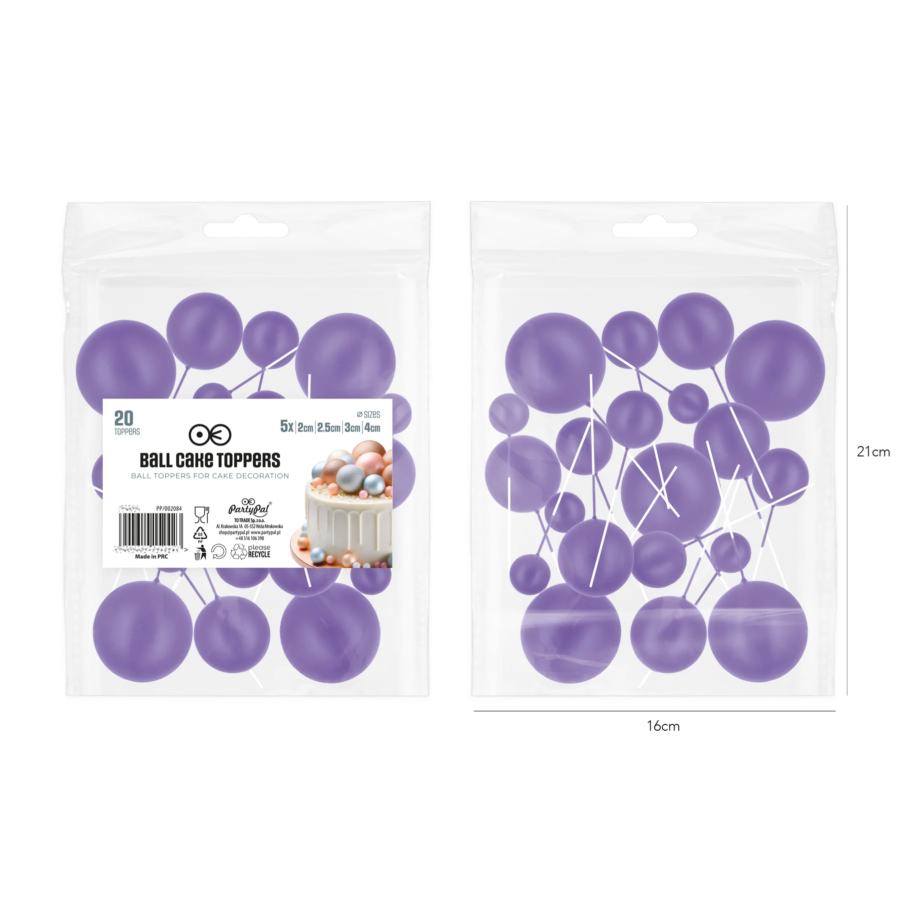 Sfere Tort - Set 20 Sfere Tort pentru Decor MOV din Plastic | Sfere Decorative Premium pentru Tort