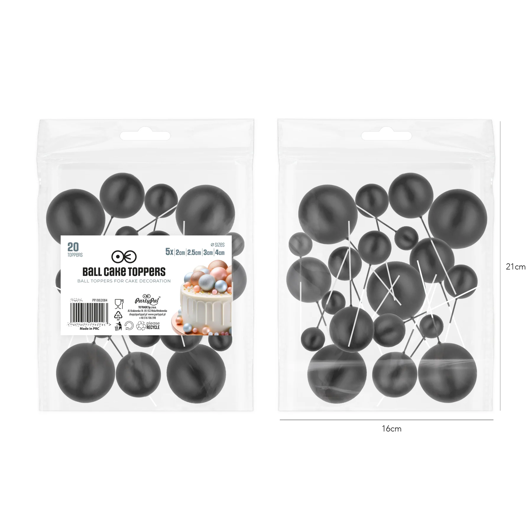 Sfere Tort - Set 20 Sfere Tort pentru Decor NEGRU din Plastic | Sfere Decorative Premium pentru Tort