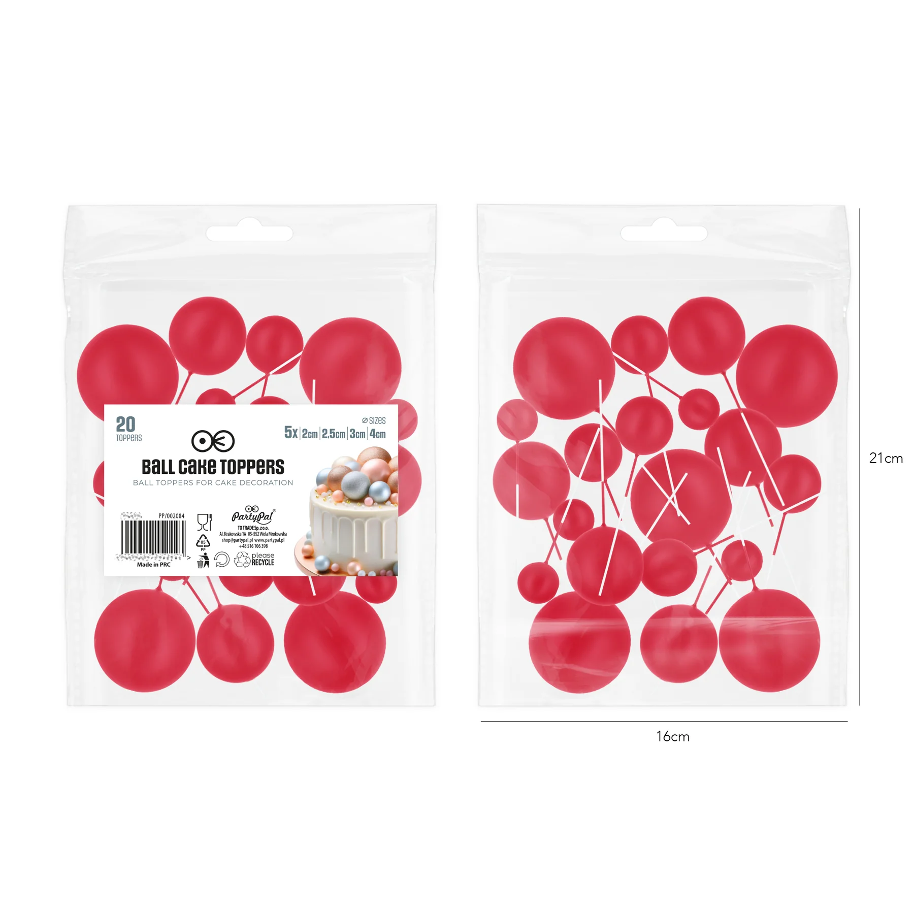 Sfere Tort - Set 20 Sfere Tort pentru Decor ROSU din Plastic | Sfere Decorative Premium pentru Tort