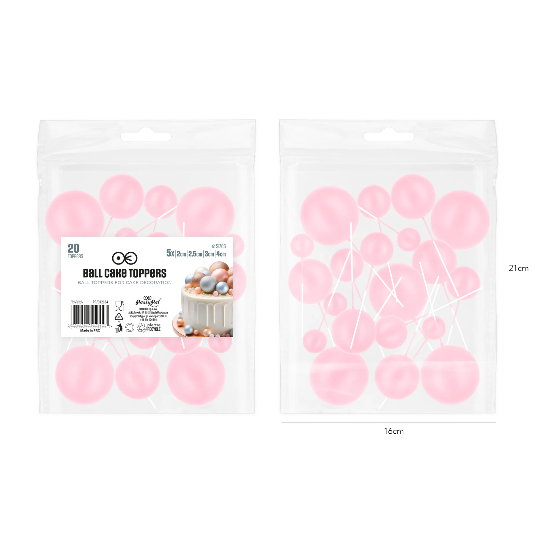 Sfere Tort - Set 20 Sfere Tort pentru Decor ROZ din Plastic | Sfere Decorative Premium pentru Tort